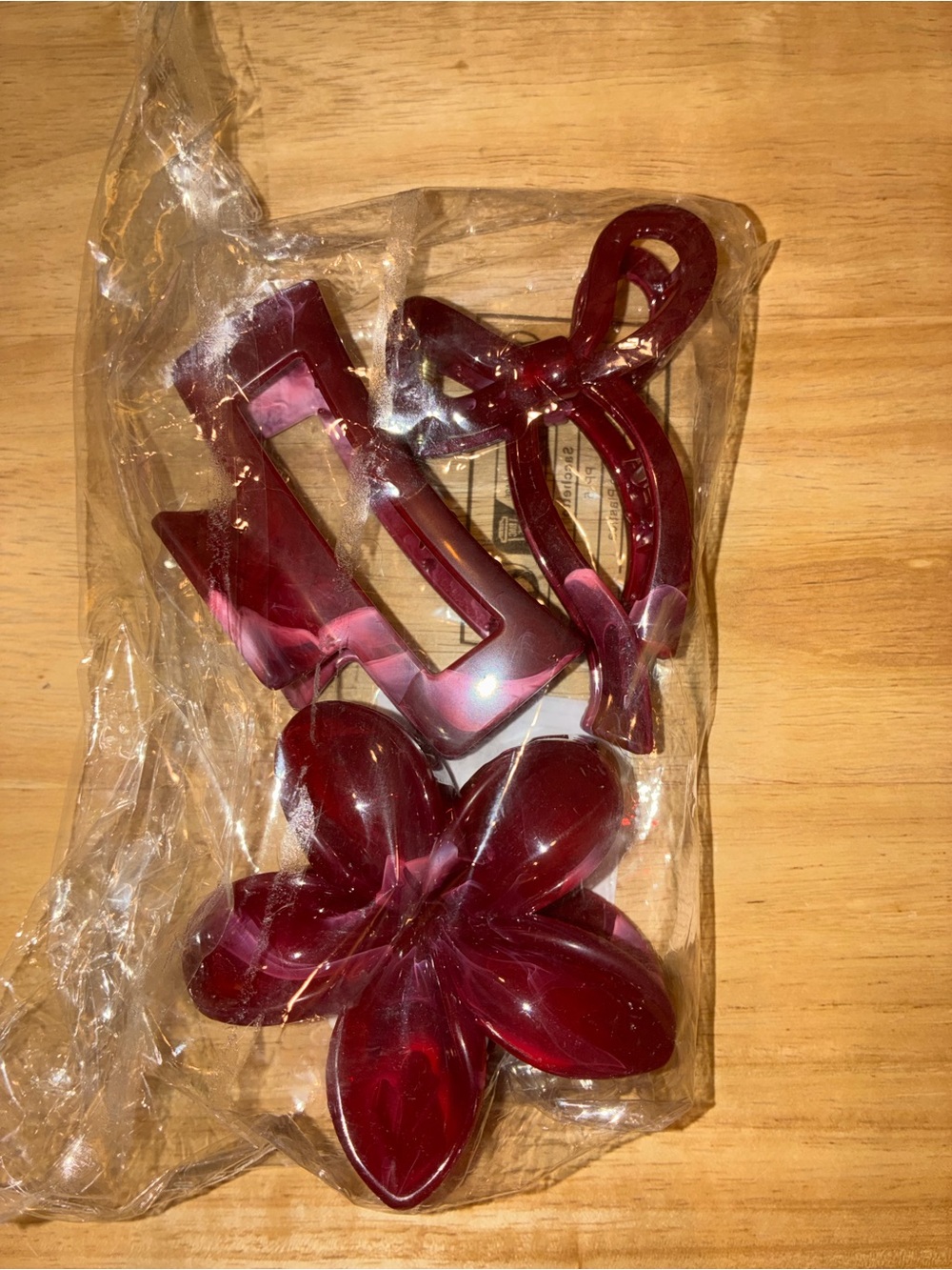 Stradivarius Burgundy Marbled Claw Clip Set (Pack of 3) - NIP - Picture 1 of 4
